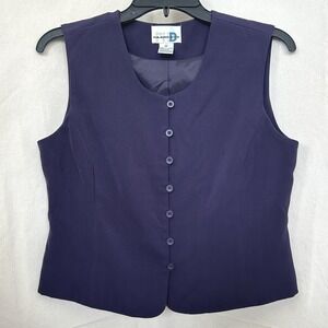 Paul Harris Design Whimsigoth Purple Button Front Tailored Vest Vintage Size M